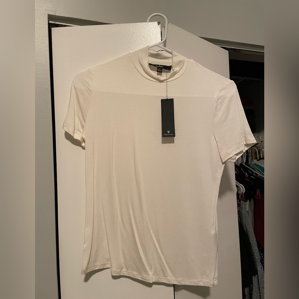 White Mock Neck Top